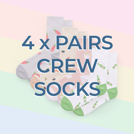 4 Pack Crew Socks