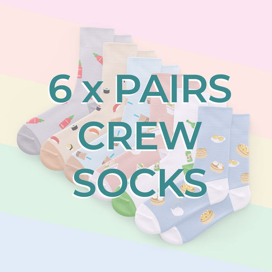 6 Pack Crew Socks