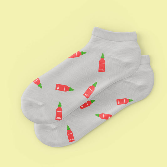 cute sriracha hot sauce ankle socks 